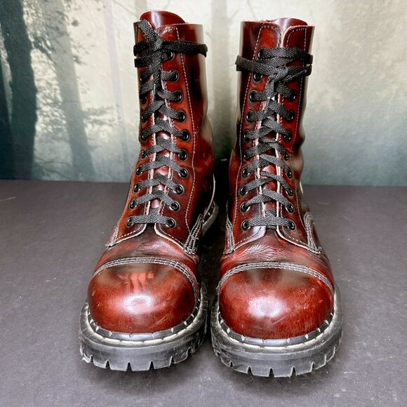 GRIPFAST Derby Boot RARE Cherry Oxblood 10 Eye Steel Toe Womens US 8 Punk Oi Dr - Picture 3 of 11